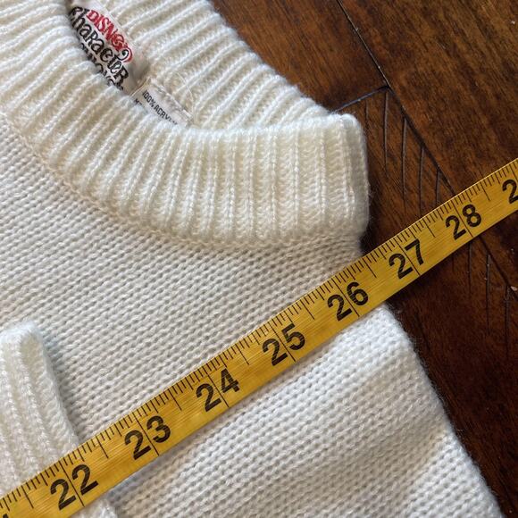 Vintage Disney Mickey Mouse Sweater Mens Medium White Knit Crewneck Pullover 80s - Picture 8 of 8
